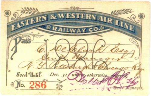 Eastern & Western Airline Railway Rail Pass